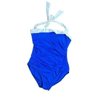 LAUREN RALPH LAUREN Women's Bandeau Mio One-Piece Swimsuit Royal Size 8